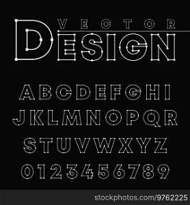 Vector design alphabet font template. Letters and numbers line design.. Vector design alphabet font template. Letters and numbers line design