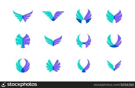 Vector design bundle of wings. Suitable as a logo that represents freedom, courage and happiness.