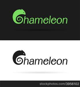 Vector design chameleon is text on a white background and black background . label, logo, benners