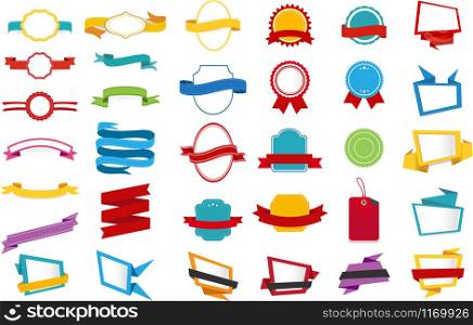 Vector design collection of Ribbons Labels Stickers Banners Tags Banners /Template design element/Web Stickers, Tags, Banners and Labels for advertising and app.