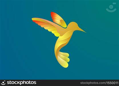 Vector design of a bird in flight with various bright colors.