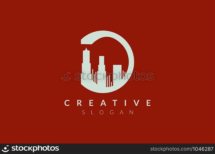 Vector design of abstract building form. Minimalist design, flat logo style and monogram, modern icon and symbol