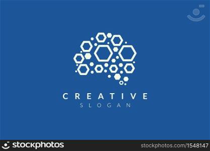 Vector design of brain style with various abstract shape. Simple brain design, simple logo style, modern icon and symbol