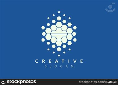 Vector design of brain style with various abstract shape. Simple brain design, simple logo style, modern icon and symbol