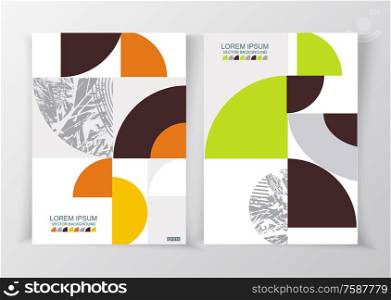 Vector design of business brochure, magazine, flyer template with geometric background.
