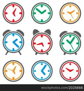 vector design of colorful clock symbols