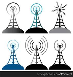 vector design of radio tower symbols