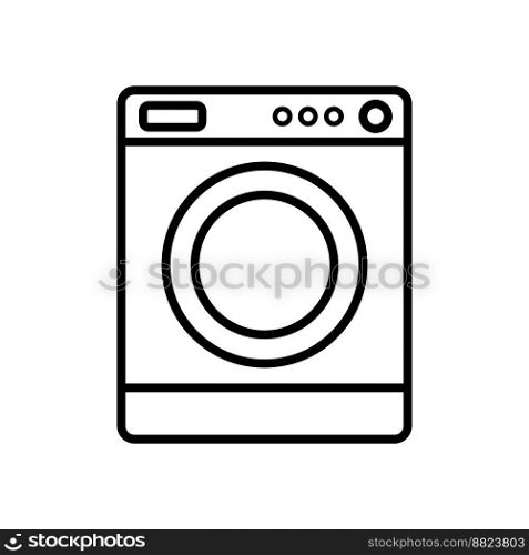 Vector design of washing machine linear icon on white.