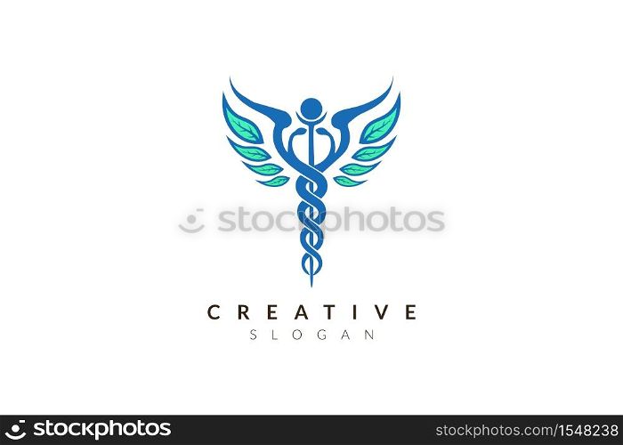 Vector design Symbol of world medical health with leaves as wings.
