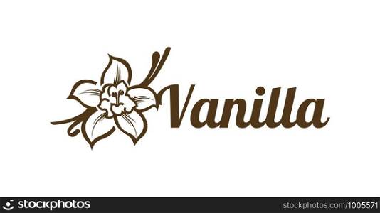 Vector design template logo and emblem vanilla. Food icon. Logos in linear style isolated on a white background. Illustration Vector. eps 10