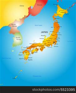 Vector detailed color map of Japan country
