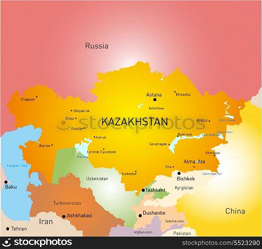 Vector detailed kazakhstan country map