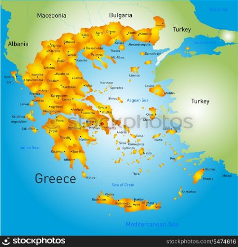 Vector detailed map of Greece country