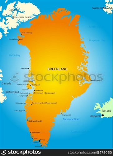 Vector detailed map of greenland map