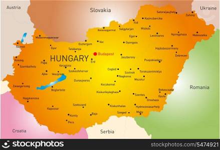 Vector detailed map of Hungary country