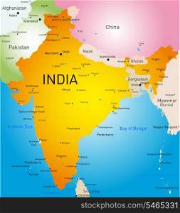Vector detailed map of India country
