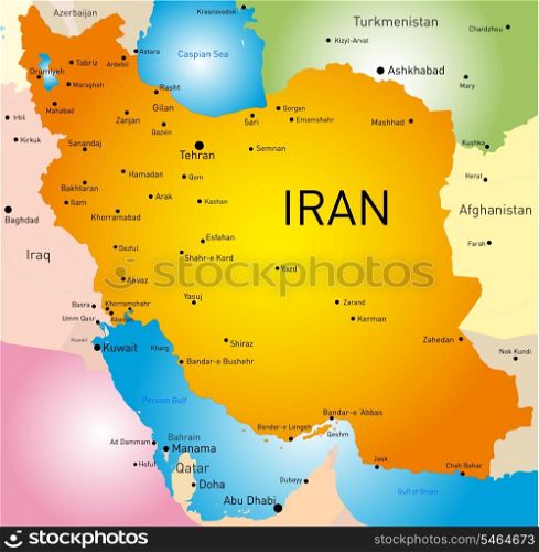 vector detailed map of Iran country