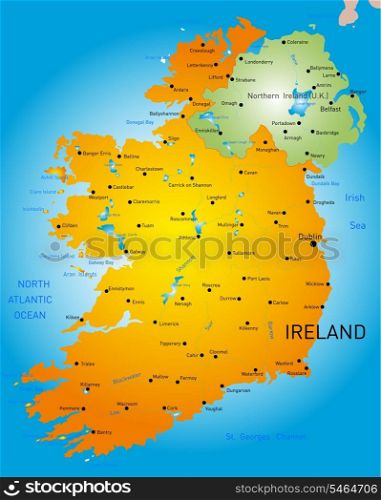 vector detailed map of Ireland country