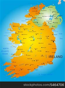 vector detailed map of Ireland country
