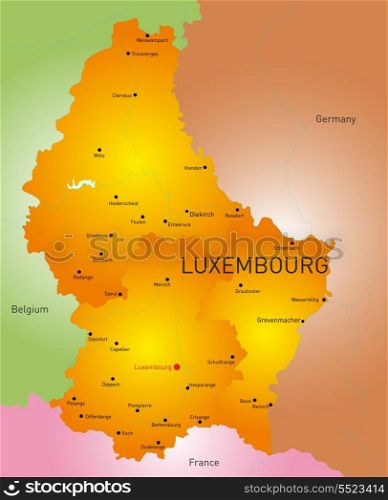 Vector detailed map of Luxembourg country