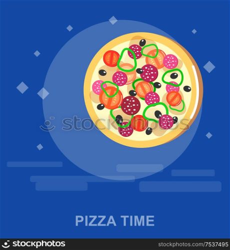 Vector detailed Online pizza order vector illustration.. Online pizza order vector illustration