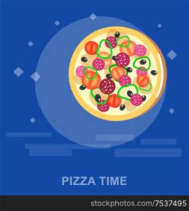 Vector detailed Online pizza order vector illustration.. Online pizza order vector illustration