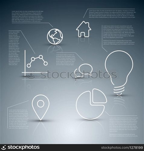 Vector diagram with various descriptive icons - infographic template
