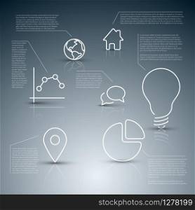 Vector diagram with various descriptive icons - infographic template