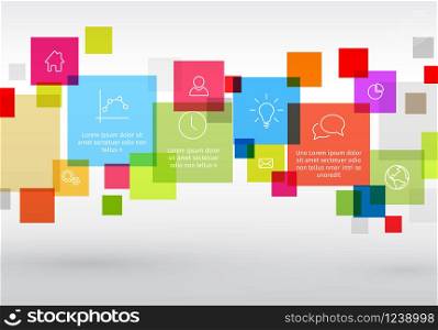 Vector diagram with various descriptive squares - infographic template