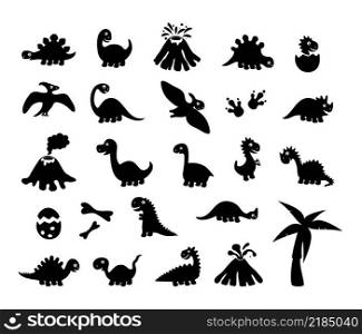 vector dinosaur parasaurolophus, silvisaurus, brachiosaurus and giganotosaurus. jurassic monster illustration. dragon icon. abstract dinosaur cartoon isolated on white background