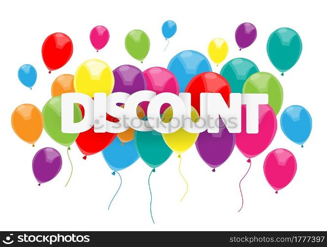 Vector discounts cover with text and balloons