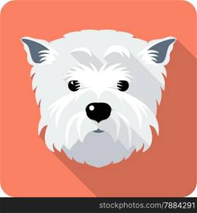 Vector dog West Highland White Terrier face icon flat design