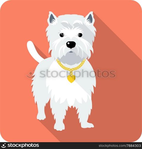 Vector dog West Highland White Terrier standing icon flat design