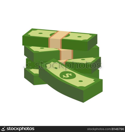 Vector dollar bank note and coin, icon illustrations and vector