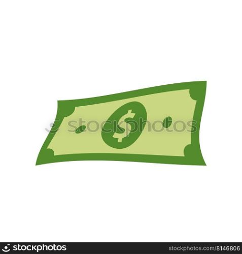 Vector dollar bank note and coin, icon illustrations and vector