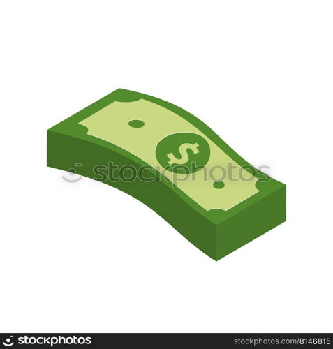 Vector dollar bank note and coin, icon illustrations and vector