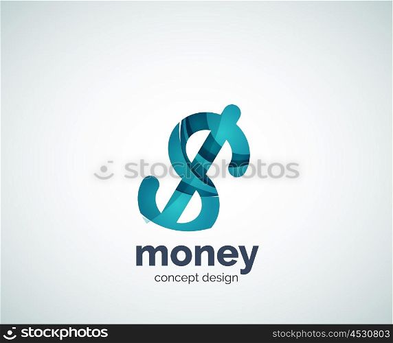 Vector dollar logo template, abstract business icon
