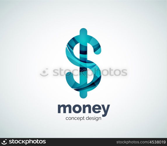 Vector dollar logo template, abstract business icon