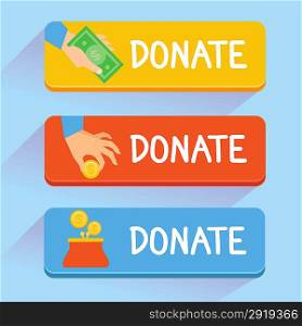 Vector donate concept - hand and money