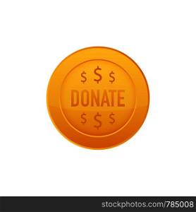 Vector donate concept hand and money button in flat style. Vector illustration.. Vector donate concept hand and money button in flat style. Vector stock illustration.