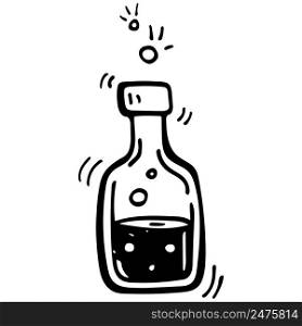 Vector doodle bottle of magic potion. and drawn illustration.. Vector doodle bottle of magic potion. and drawn illustration