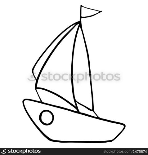 Vector doodle cartoon boat. Hand drawn sea boat, yacht.. Vector doodle cartoon boat. Hand drawn sea boat, yacht