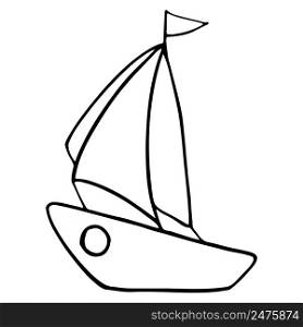 Vector doodle cartoon boat. Hand drawn sea boat, yacht.. Vector doodle cartoon boat. Hand drawn sea boat, yacht