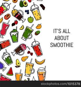 Vector doodle colored smoothie drink background illustration banner and poster. Vector doodle smoothie background illustration banner and poster