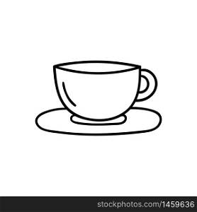 Vector doodle cup of tea. Cooking, kitchen utensils, home elements. hand illustration isolated on white background.