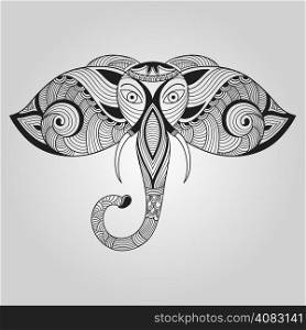 Vector Doodle Elephant, Tattoo Style