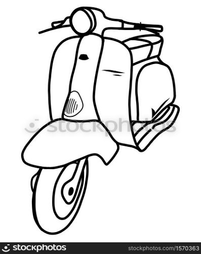 vector doodle hand drawn picture of a retro scooter motorcycle