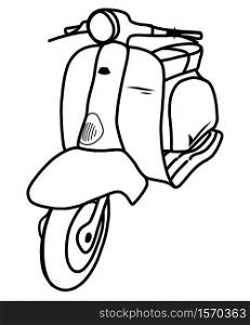 vector doodle hand drawn picture of a retro scooter motorcycle
