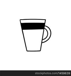 Vector doodle mug of coffee or tea. Cooking, kitchen utensils, home elements. hand illustration isolated on white background.