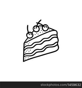 Vector doodle piece of cake. Cooking, kitchen utensils, home elements. hand illustration isolated on white background.